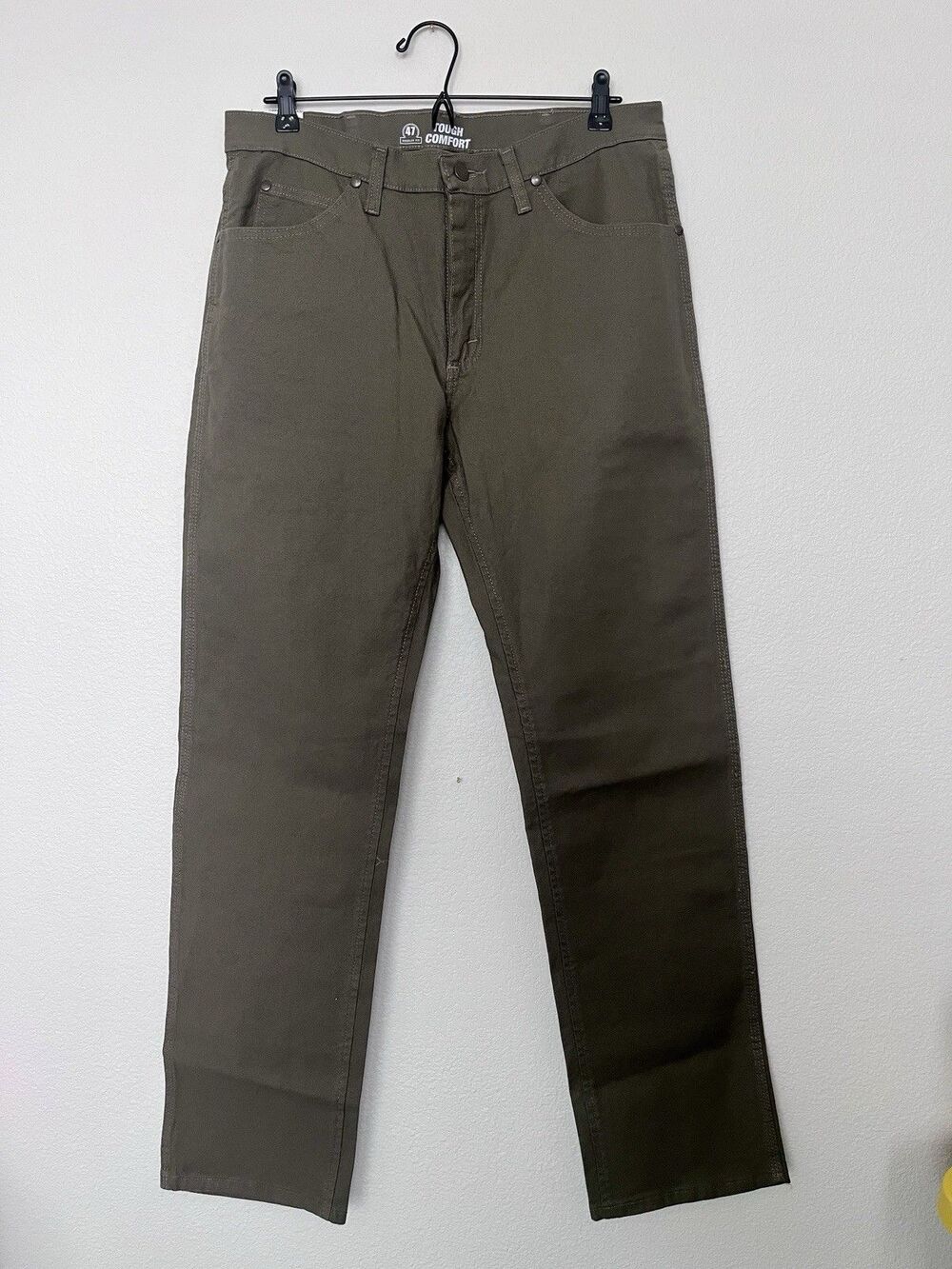NEW Wrangler Men’s Regular Fit Canvas Straight Leg Pants Green 33W